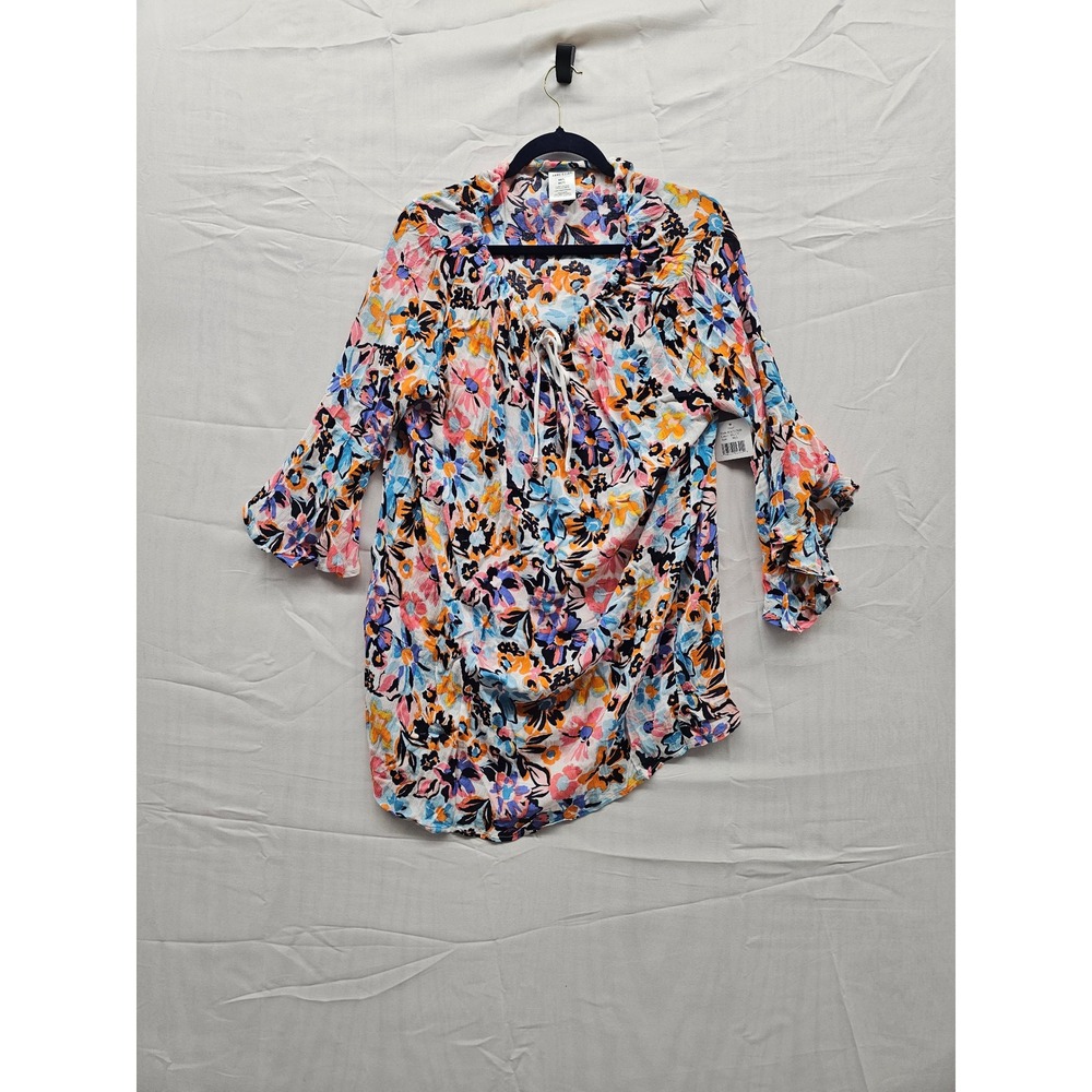 Anne Cole‎ Womens Swim Cover-Up Floral Flounce Sleeve Multi Color ACSC509 M/L